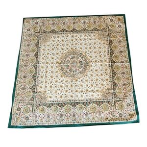 Vintage Beauville France Tablecloth 64"x64" Square Table Linen Floral Medalian